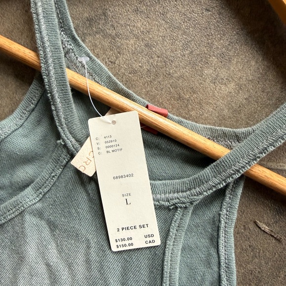 Anthropologie Light Sage Green Halter Crop Top - Picture 2 of 2